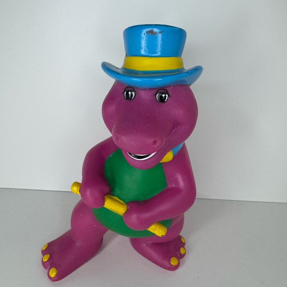 (2)Vintage 1993 Barney The Dinosaur “Fun Time Barney 5.5" Rubber Toy Figure - Picture 2 of 7